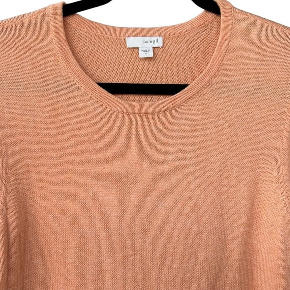 Pure J.Jill Peach Cashmere Zippered Kangaroo Pouch Sweater Size Small - Picture 3 of 7